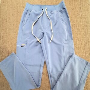 Code NXT Women Scrub Pants Small Blue Cargo Elastic Waist Drawstring Stretch